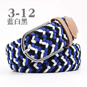 Fashion Wide Belt For Men Women Elastic Knitted Braid Jeans Dress Belt With Leather Metal Buckle Casual Belt For Unisex