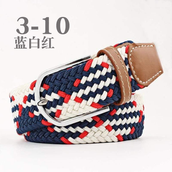 Fashion Wide Belt For Men Women Elastic Knitted Braid Jeans Dress Belt With Leather Metal Buckle Casual Belt For Unisex