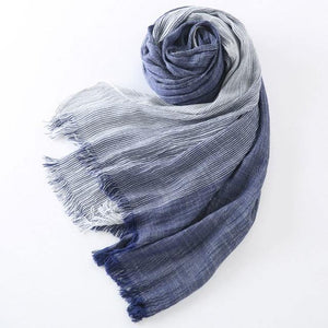 Planet Gates blue white Winter Scarf Women and Men Striped Cotton Linen Scarfs Vintage Oversized Shawls and Scarves