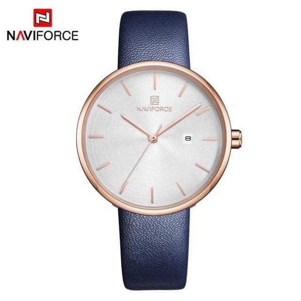 Planet Gates Blue White Women Watch Fashion Quartz Lady PU Watchband Simple Date Casual Waterproof Wristwatch Gift for Girl/Wife/Women