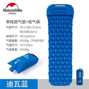 Planet Gates blue with air bag Sleeping Pad With Pillow Air Bag New Hand Press Inflating Camping Mattress Ultralight Outdoor Hiking Tent Mats