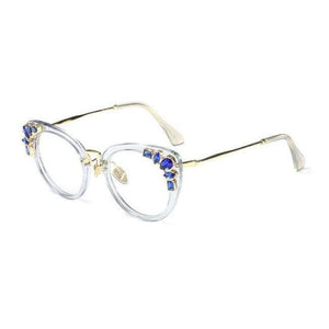Planet Gates blue with clear Kachawoo rhinestone eyeglasses ladies luxury transparent sexy cat eye eyewear frames women decoration accessories