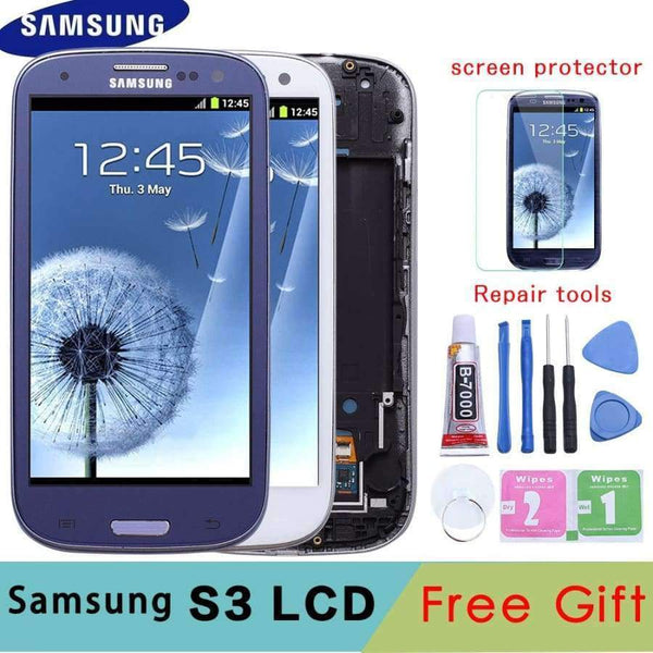 Planet Gates blue with frame LCD For Samsung Galaxy S3 LCD Display Touch Screen Digitizer Replacement For SAMSUNG Galaxy S3 Neo I9300i I9308i I9301i
