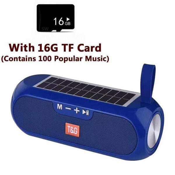Planet Gates Blue with TF card Portable Column WirelessBluetooth Bass Speaker Stereo Music Box Solar Power Bank Boombox Waterproof USB AUX FM Radio Super Bass