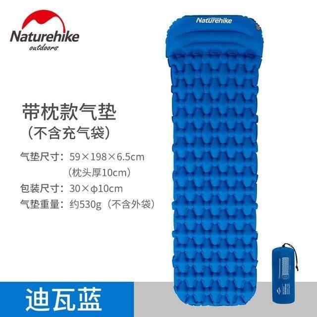 Planet Gates blue with air bag Sleeping Pad With Pillow Air Bag New Hand Press Inflating Camping Mattress Ultralight Outdoor Hiking Tent Mats