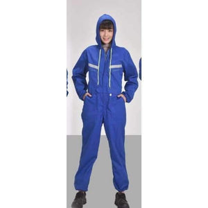 Planet Gates blue woman / S Men Women Coveralls Long Sleeve Hooded Reflective strip Overalls Auto Repair Engineering Spray Paint Workwear Working Uniforms