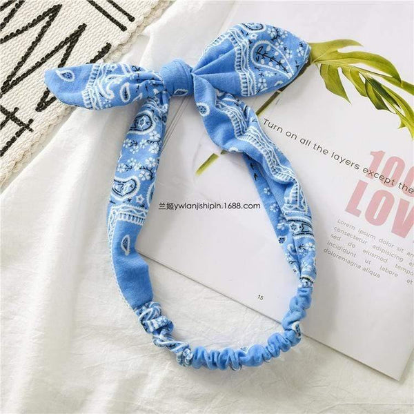 Women Rabbit Ear Print Headbands Retro Hair Accessories Knotted Turban Bandage Bandanas Hairband Headwrap Hair Bands