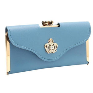 Planet Gates Blue Women's Fashion Leather Wallet Women's Handbag Women's Long Wallets Clutch Money Bag Ladies' Card Holder A30