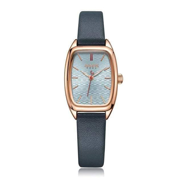 Planet Gates Blue Women's Watch Japan Quartz Hours Fashion Wave-like Clock Leather Bracelet Modern Classic Girl Birthday Gift Julius Box