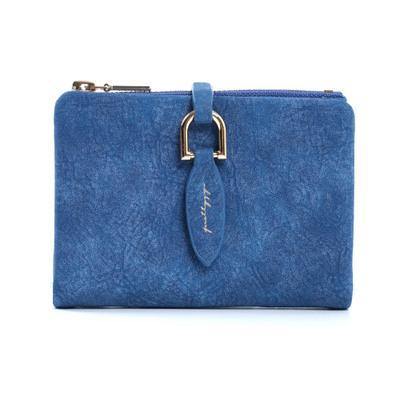 Planet Gates Blue Women Short Purses Vintage PU Leather Lady Snap Fastener Short Clutch Wallet Small Matte Women Wallet Female Purse