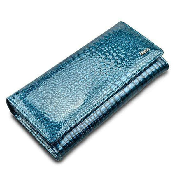 Planet Gates blue Women Wallets and Purses Luxury Brand Alligator Long Genuine Leather Ladies Clutch Coin Purse Female Crocodile Cow Wallet