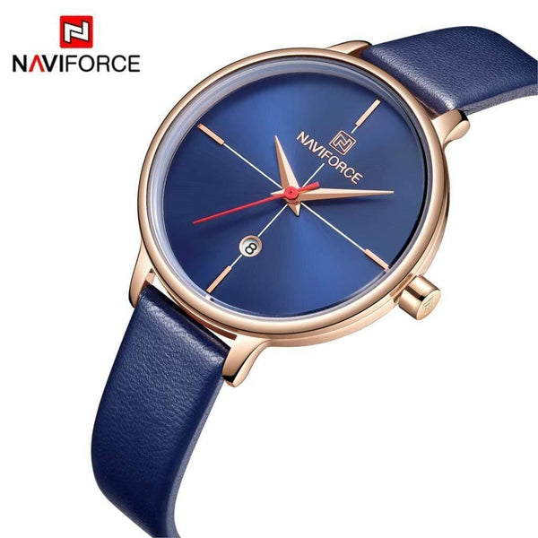 Planet Gates Blue Women Watch Fashion Quartz Lady Blue PU Watchband Date Casual 3ATM Waterproof Wristwatch Gift for Girl Wife Woman