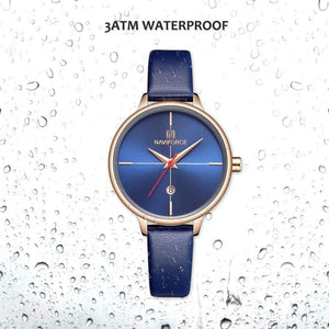 Planet Gates Blue Women Watch Fashion Quartz Lady Blue PU Watchband Date Casual 3ATM Waterproof Wristwatch Gift for Girl Wife Woman