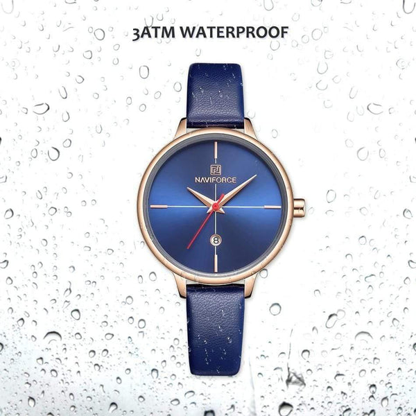 Planet Gates Blue Women Watch Fashion Quartz Lady Blue PU Watchband Date Casual 3ATM Waterproof Wristwatch Gift for Girl Wife Woman