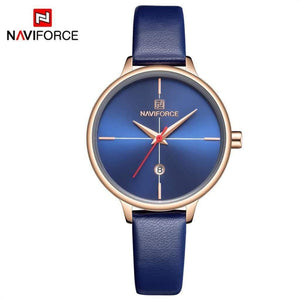 Planet Gates Blue Women Watch Fashion Quartz Lady Blue PU Watchband Date Casual 3ATM Waterproof Wristwatch Gift for Girl Wife Woman