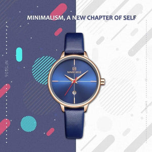 Planet Gates Blue Women Watch Fashion Quartz Lady Blue PU Watchband Date Casual 3ATM Waterproof Wristwatch Gift for Girl Wife Woman