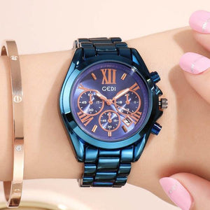 Planet Gates Blue women watch Women Watches Fashion Quartz Female Clock Women's Watch Stainless Steel Strap Ladies Wristwatch Luxury Hour reloj