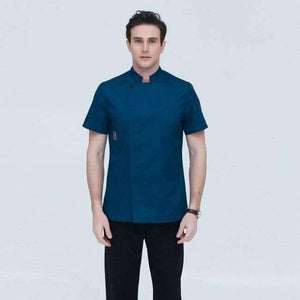 Planet Gates Blue / XL Black Short-sleeve Chef Uniforms Restaurant Hotel Chef Jacket Kitchen Cook Suit Man Woman Kitchen Work Clothes Overalls Blue Red