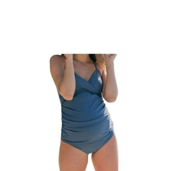 Planet Gates blue / XL Large Size Maternity Swimwear Comfortable Pregnant Women Swimsuit Pure Color Jumpsuit Beach Wear Pregnancy Clothes Gift