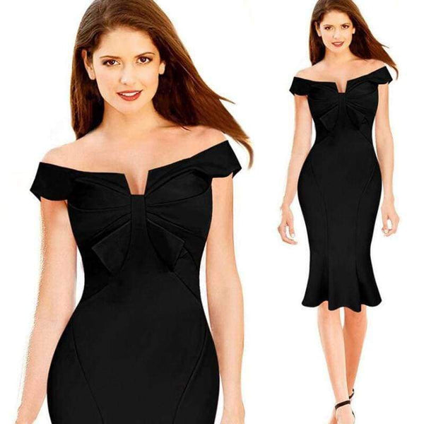 Planet Gates Blue / XL Party Dresses Sexy Slash Neck Backless Mid Calf Dresses For Ladies 2017 Summer Fashion Solid Sheath Event Female Dress