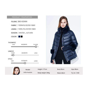 Planet Gates blue / XL Women's Coat Warm Winter Jacket Real Rabbit Fur Collar / Sleeve Removable Windbreaker Plus Fat Jacket SnowClassic