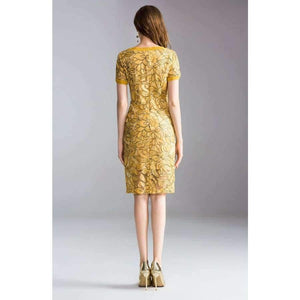 Planet Gates blue / XL Womens Fashion Summer Party Event Dress 2018 Ladies V-Neck Allover Exquisite Embroidery Lace up Dress Knee Length