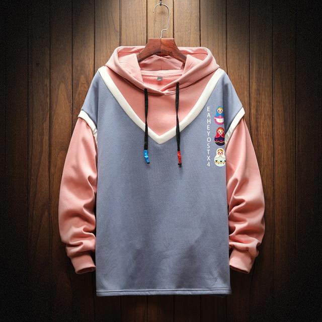 Planet Gates Casual Sweatshirts Hoodie Harajuku Vintage Painted Style Splicing Hip Hop Creativity Streetwear Male 2021 Cotton Men Hoodies