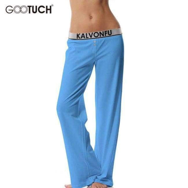 Planet Gates BLUE / XXL Womens Soft Sleep Bottoms Pijama Pants Autumn Winter Sleepwear Pants Plus Szie Lounge Pants Pyjamas Women Homewear Trousers 8943