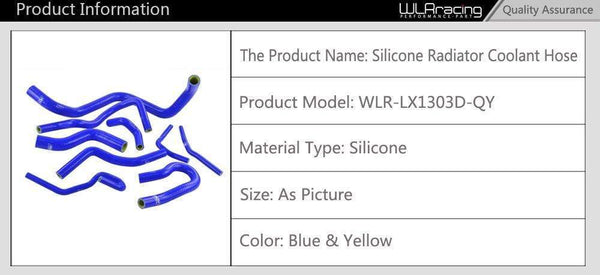 Planet Gates Blue & Yellow 9Pcs Silicone Radiator Coolant Hose Kit For Honda CIVIC SOHC D15 D16 EG EK 92-00 With PQY logo