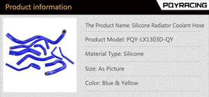 Planet Gates Blue & Yellow D15/16 Silicone Radiator Coolant Hose , Silicone hose kit With PQY logo For Honda CIVIC SOHC D15 D16 EG EK 92-00