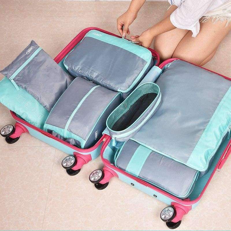 Planet Gates Blue YINUO 7PCS/Set Travel Organizer Clothing Storage Organization Zip Lock Plastic Waterproof Garment Shoes Socks Luggage Bags