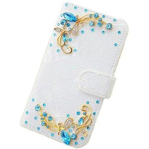 Planet Gates BlueButterflyCrystal / PU leather Diamond Flip Leather Phone Case For Huawei P8 LITE 2017/P9 LITE 2017/Honor 8 lite,Wallet Style Cover With Card Slot
