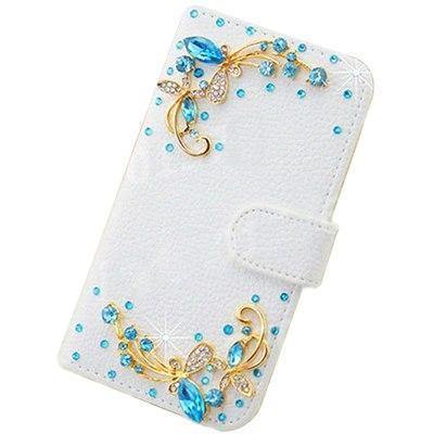 Planet Gates BlueButterflyCrystal / PU leather Diamond Flip Leather Phone Case For Huawei P8 LITE 2017/P9 LITE 2017/Honor 8 lite,Wallet Style Cover With Card Slot