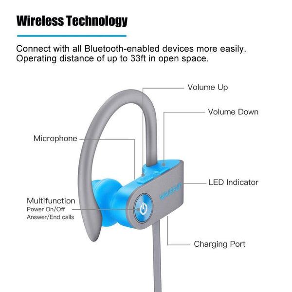 Planet Gates Bluetooth headphones IPX7 waterproof wireless headphone sports bass bluetooth earphone with mic for phone iPhone xiaomi