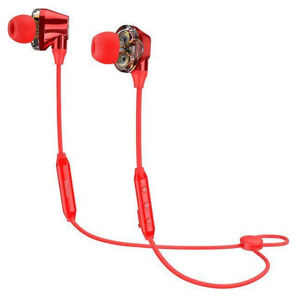 Planet Gates Bluetooth S10 Red Baseus S10 Double dynamic bluetooth earphone / H10 3.5MM Wired Earphone stereo bass sound earphones with mic for mobile phone