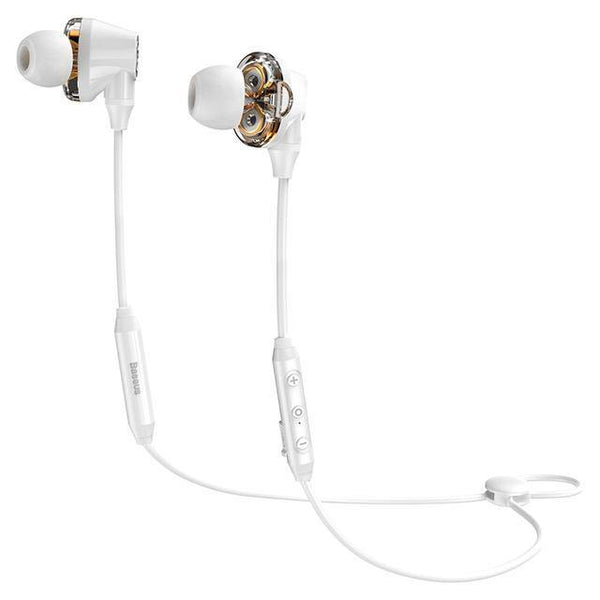 Planet Gates Bluetooth S10 White Baseus S10 Double dynamic bluetooth earphone / H10 3.5MM Wired Earphone stereo bass sound earphones with mic for mobile phone