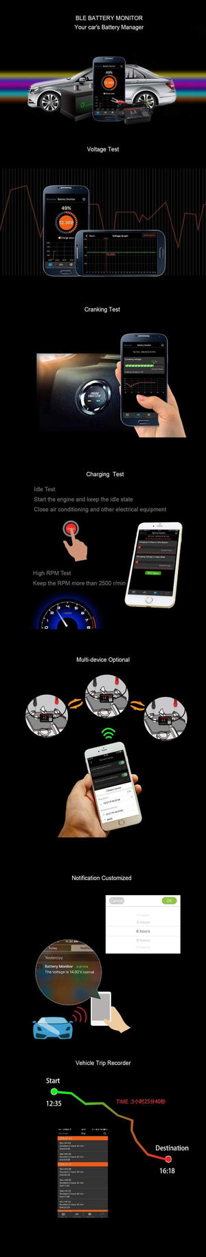 Planet Gates BM2 Car Bluetooth Tester Battery Car 12v Charger Automatic Cranking Test for Android OBD2 IOS Analyzer Diagnostic Auto Tool