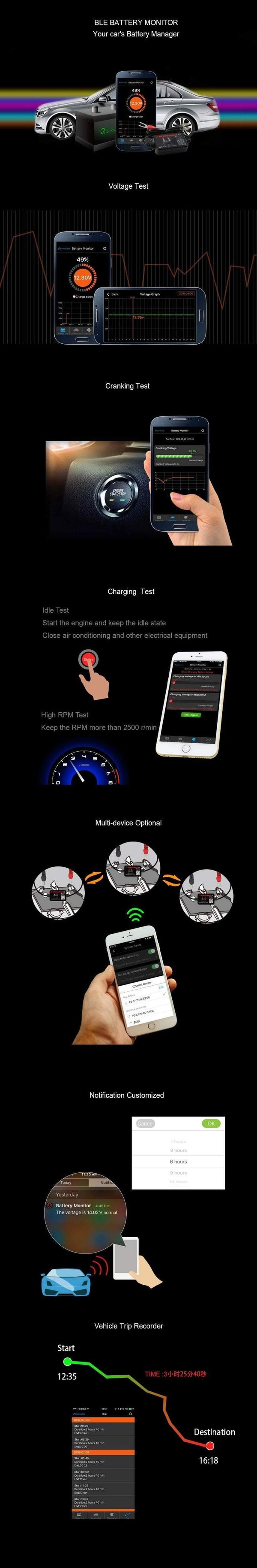 Planet Gates BM2 Car Bluetooth Tester Battery Car 12v Charger Automatic Cranking Test for Android OBD2 IOS Analyzer Diagnostic Auto Tool