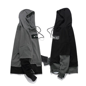 Planet Gates BM832 gray / M Pullover Men Fake two pieces Hooded high quality Sweatshirts Cotton Hip Hop Letter printed Men Ribbon Oversized Hoodies