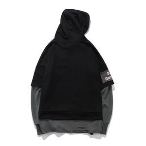 Planet Gates BM832 gray / M Pullover Men Fake two pieces Hooded high quality Sweatshirts Cotton Hip Hop Letter printed Men Ribbon Oversized Hoodies