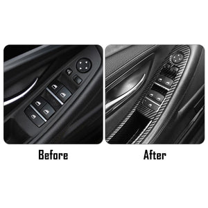Planet Gates BMW F10 F11 F18 5 Series 2010-2016 7pcs Interior Window Lift Switch Panel Door Handle Trim Carbon Fiber ABS Car Styling
