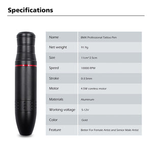 Planet Gates BMX Tattoo Kit Permanent Makeup Machine Set Rotary Tattoo Machine Gun LCD Tattoo Power Supply TP-5 for Tattoo Artist