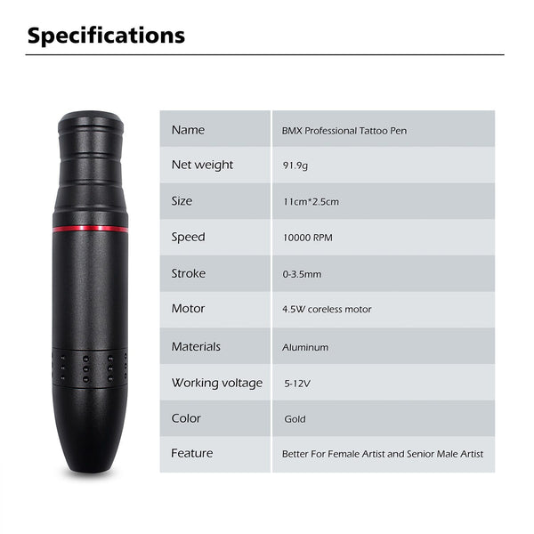 Planet Gates BMX Tattoo Kit Permanent Makeup Machine Set Rotary Tattoo Machine Gun LCD Tattoo Power Supply TP-5 for Tattoo Artist