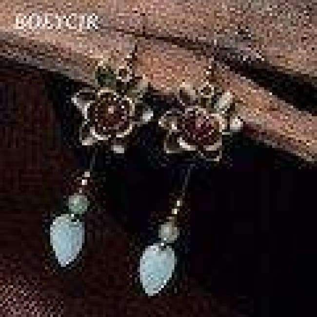 Planet Gates BOEYCJR Ethnic Vintage Dragonfly Stone Bead Asymmetric Dangle Earrings Fashion Jewelry Drop Hook Earrings For Women Gift 2018