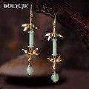 Planet Gates BOEYCJR Ethnic Vintage Dragonfly Stone Bead Asymmetric Dangle Earrings Fashion Jewelry Drop Hook Earrings For Women Gift 2018