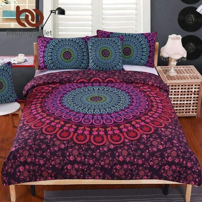 Planet Gates Bohemia Duvet Cover / USA California King / China Bedding Mandala Bedding Set Queen Soft Bedclothes Twill Bohemian Print Duvet Cover Set with Pillowcases 4pcs Bed Set Home