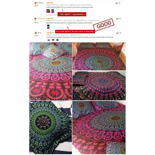 Planet Gates Bohemia Duvet Cover / USA California King / China Bedding Mandala Bedding Set Queen Soft Bedclothes Twill Bohemian Print Duvet Cover Set with Pillowcases 4pcs Bed Set Home