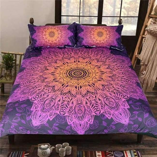 Planet Gates Bohemia Duvet Cover / USA Twin Bedding Outlet Bohemian Flower Bedding Set Gradient Purple Mandala Quilt Cover Set King Size Home Textiles