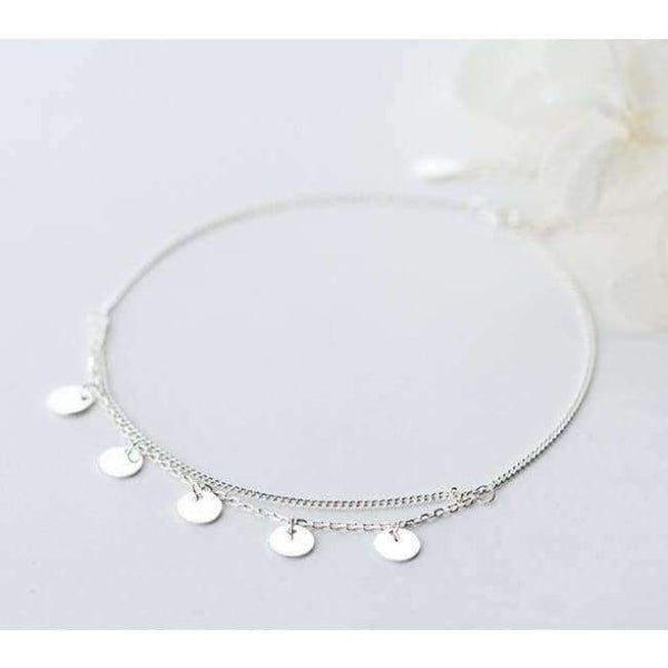 Planet Gates Bohi 100% real. 925 Sterling silver Fine Jewelry Multi-Layers Polished Plain Round Coin design Anklet  Bracelet women's GTLS547