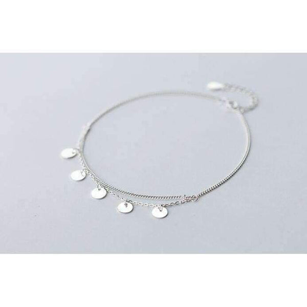 Planet Gates Bohi 100% real. 925 Sterling silver Fine Jewelry Multi-Layers Polished Plain Round Coin design Anklet  Bracelet women's GTLS547